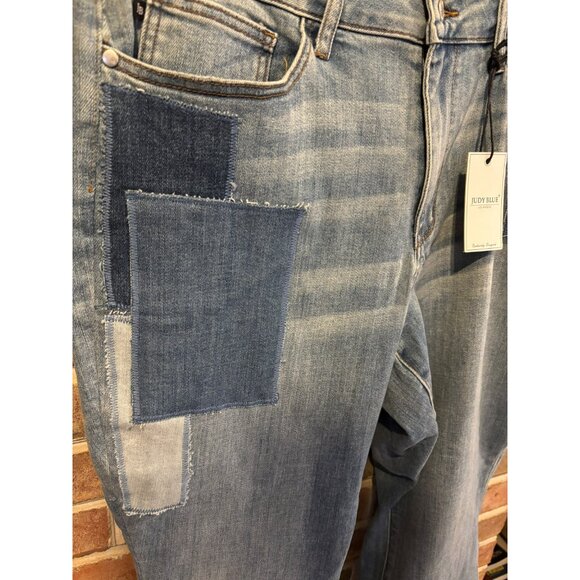 Judy Blue High Waist Double Rolled Cuff Patchwork Women's Jeans Size 18W NWT - Picture 2 of 8